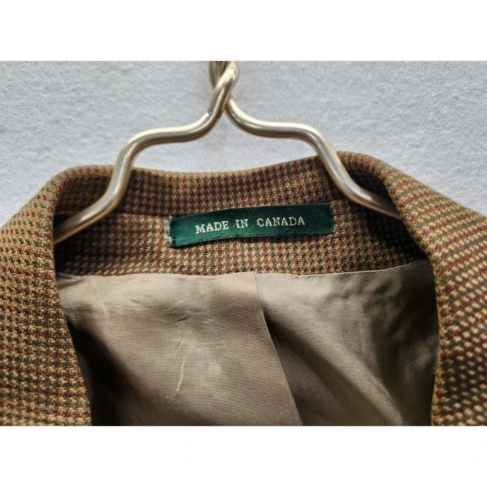 Vtg Lauren Ralph Lauren Men's 40R Brown Lambswool Houndstooth Sport Coat Jacket‎